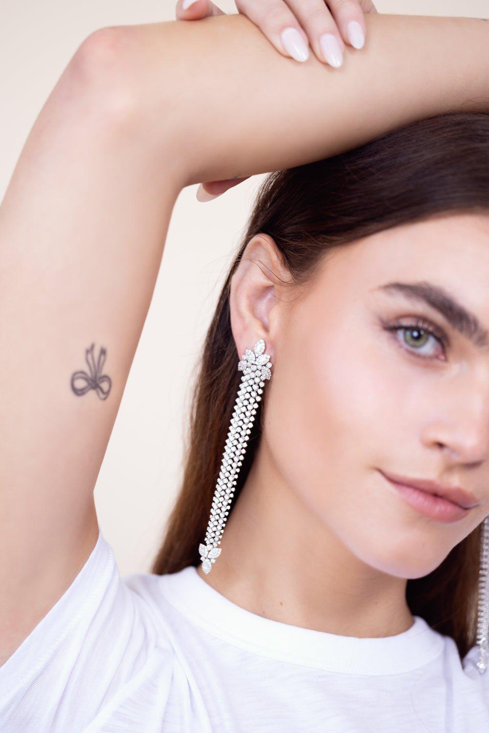 YEPREM JEWELLERY-Y-Couture Drop Earrings-WHITE GOLD