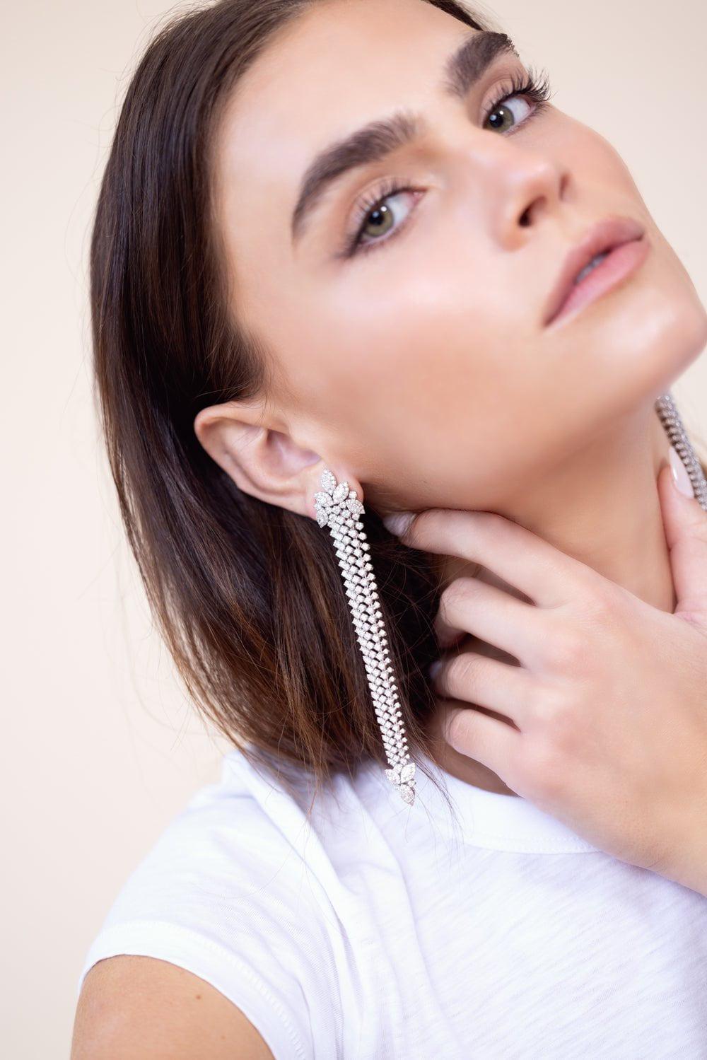 YEPREM JEWELLERY-Y-Couture Drop Earrings-WHITE GOLD