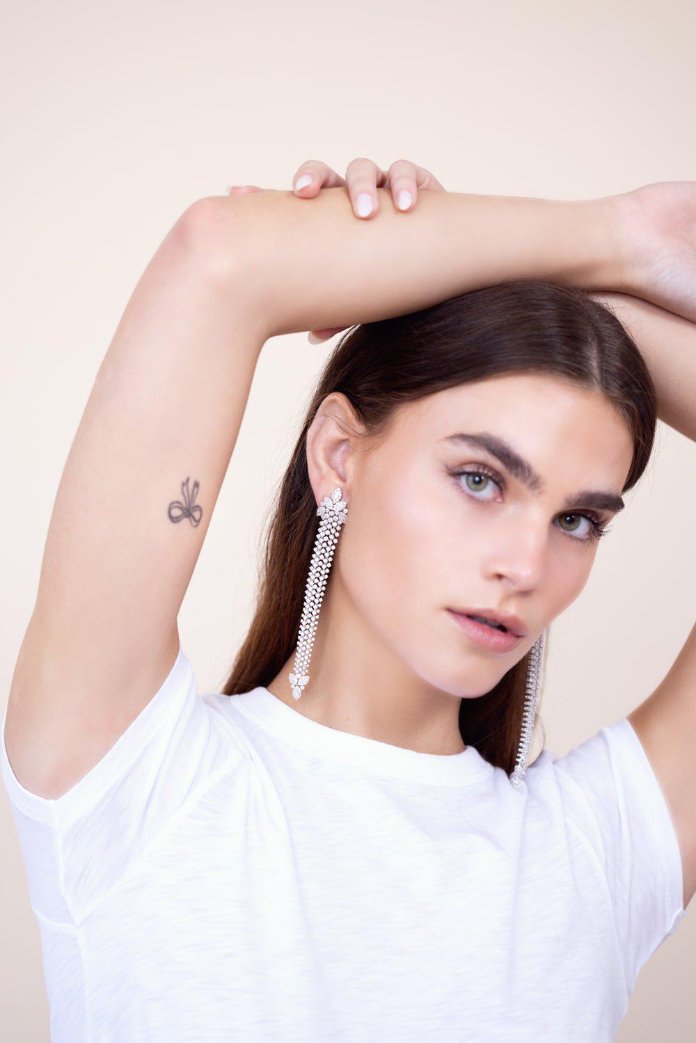 YEPREM JEWELLERY-Y-Couture Drop Earrings-WHITE GOLD