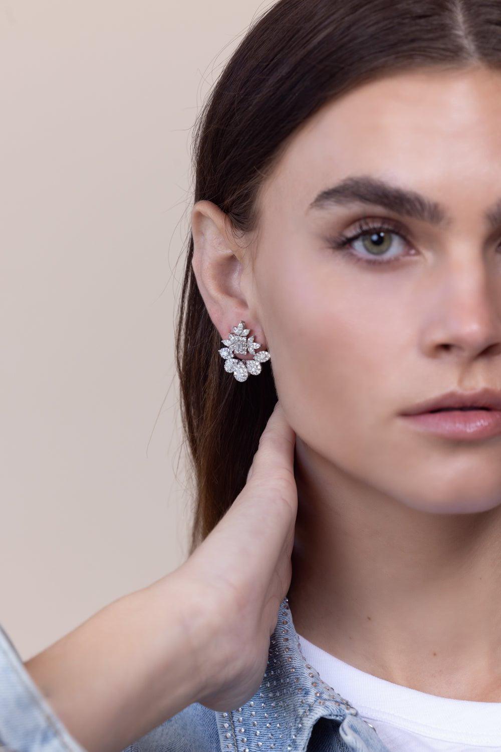 YEPREM JEWELLERY-Y-Not Stud Earrings-WHITE GOLD