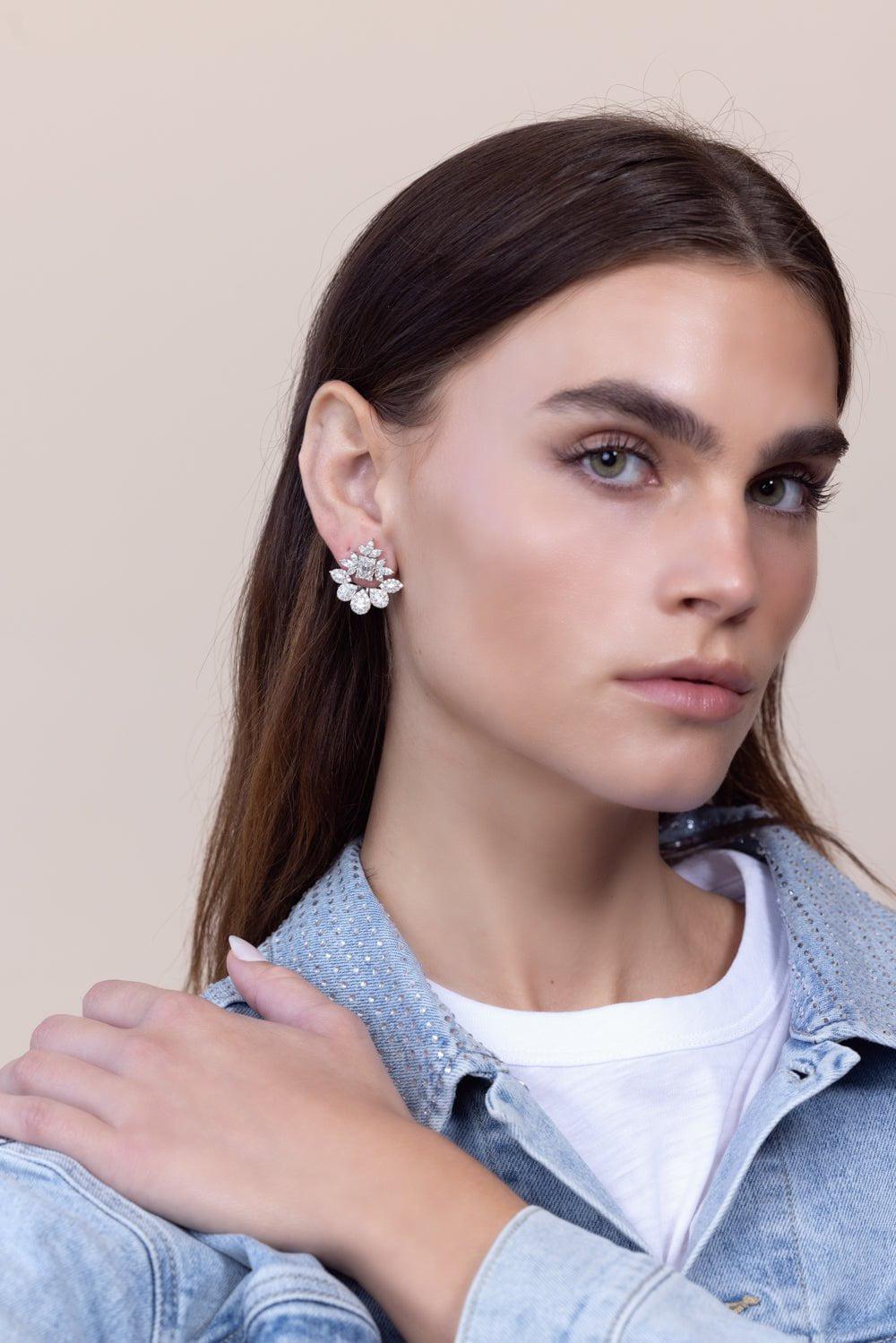 YEPREM JEWELLERY-Y-Not Stud Earrings-WHITE GOLD