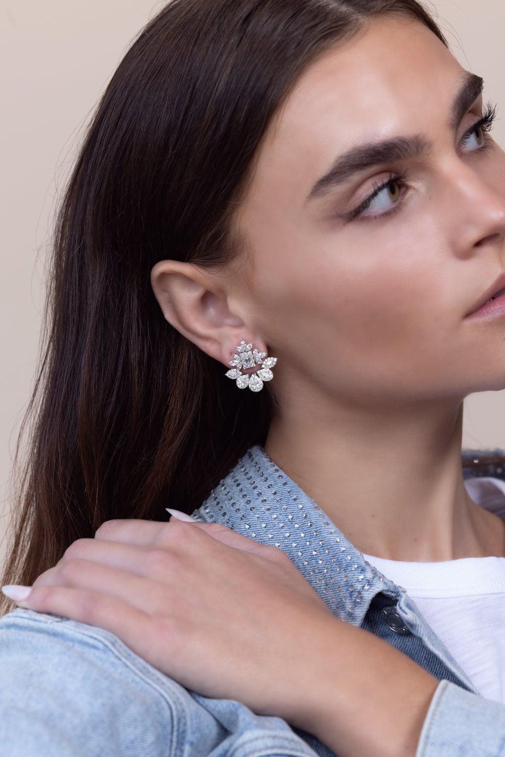 YEPREM JEWELLERY-Y-Not Stud Earrings-WHITE GOLD
