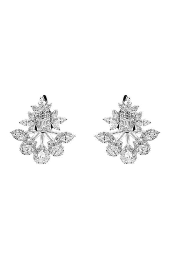 YEPREM JEWELLERY-Y-Not Stud Earrings-WHITE GOLD