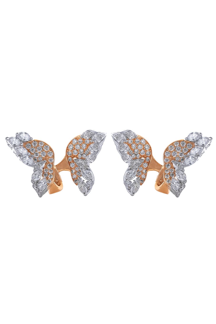 YEPREM JEWELLERY-Diamond Butterfly Earrings-YELLOW GOLD