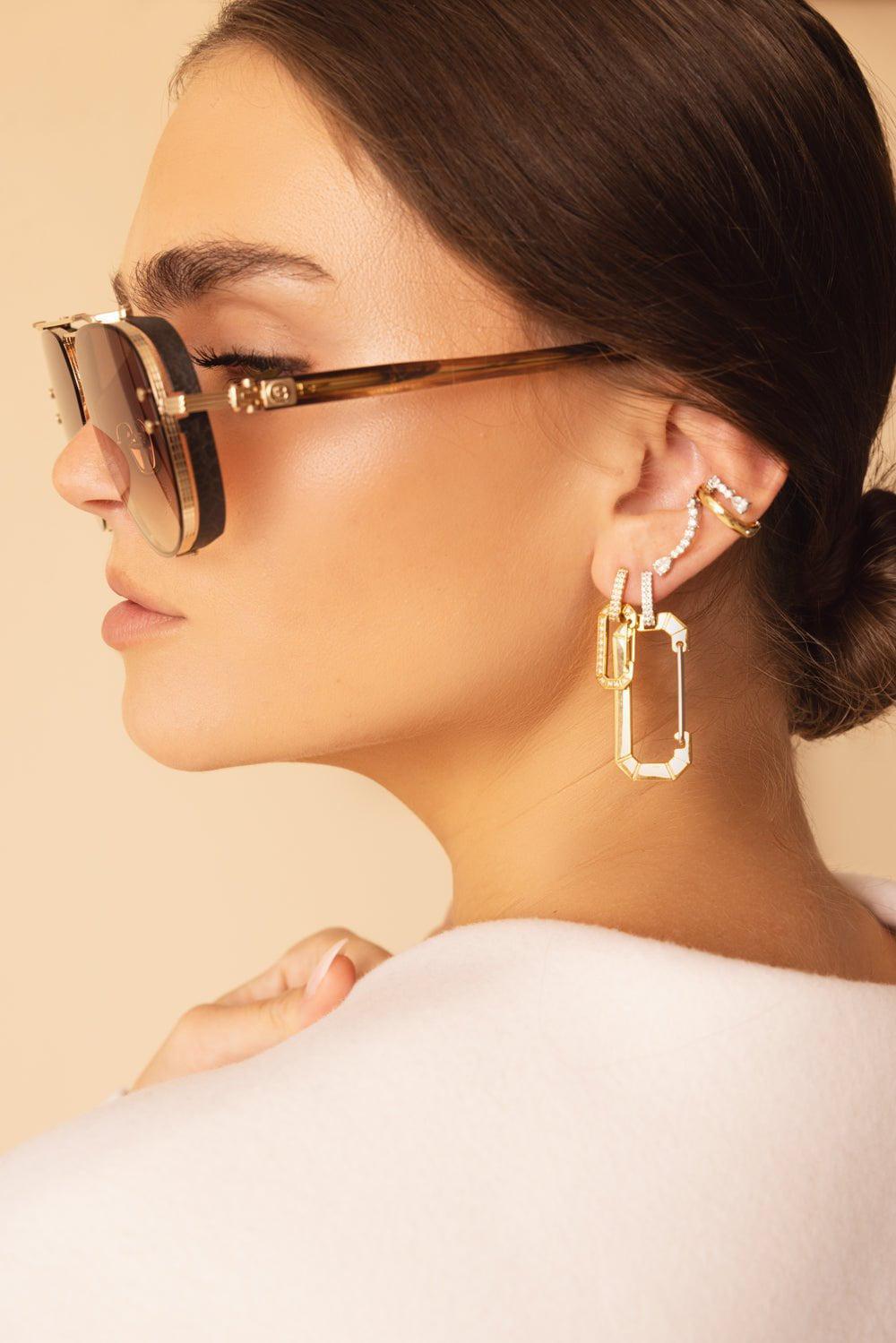 YEPREM JEWELLERY-Diamond Ear Cuff-YELLOW GOLD