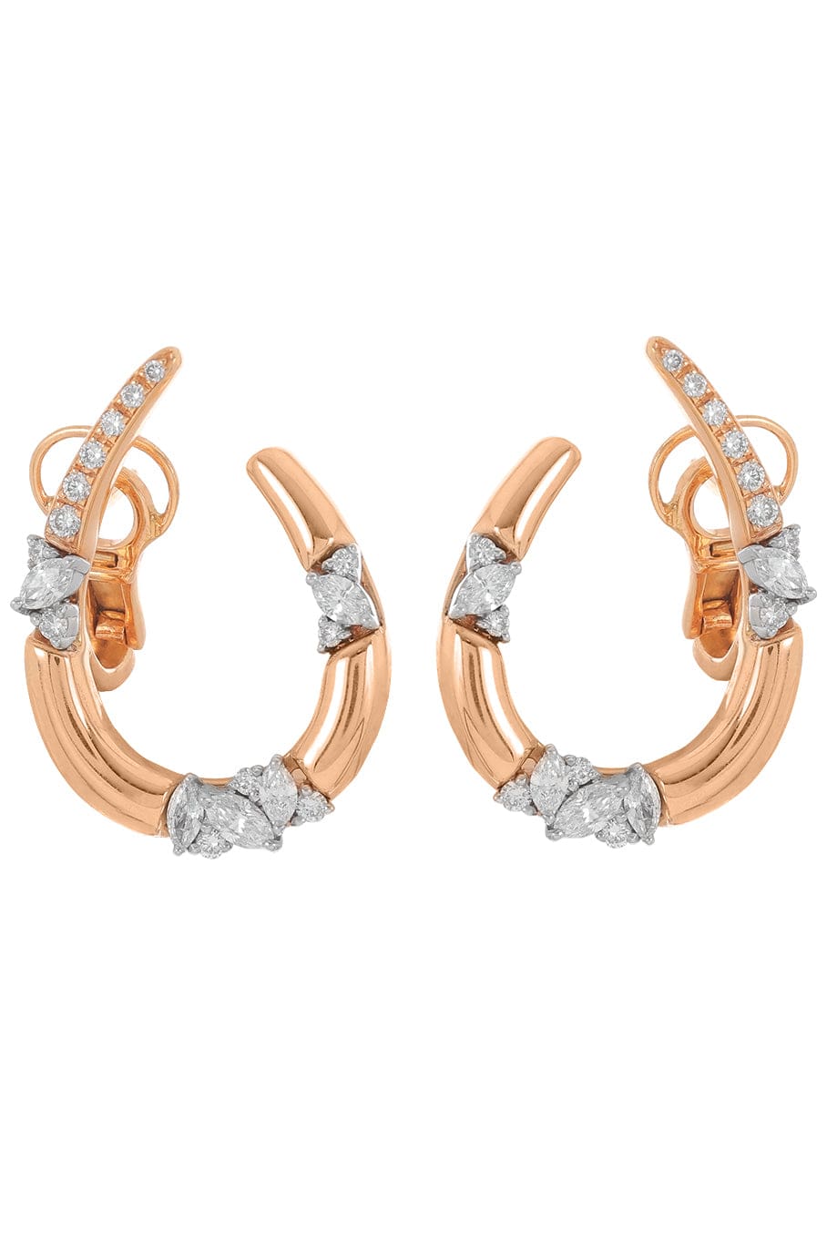 YEPREM JEWELLERY-Diamond Hook Earrings-YELLOW GOLD