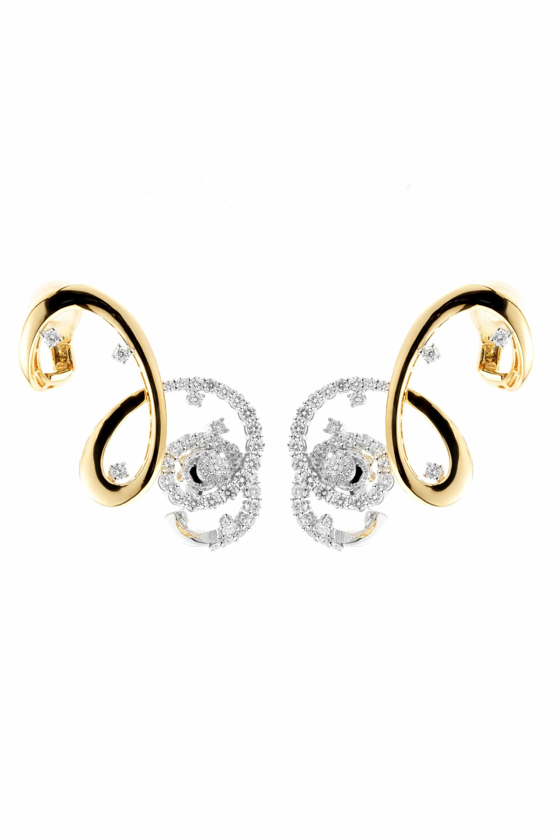 YEPREM JEWELLERY-Diamond Loop Earcrawlers-YELLOW GOLD