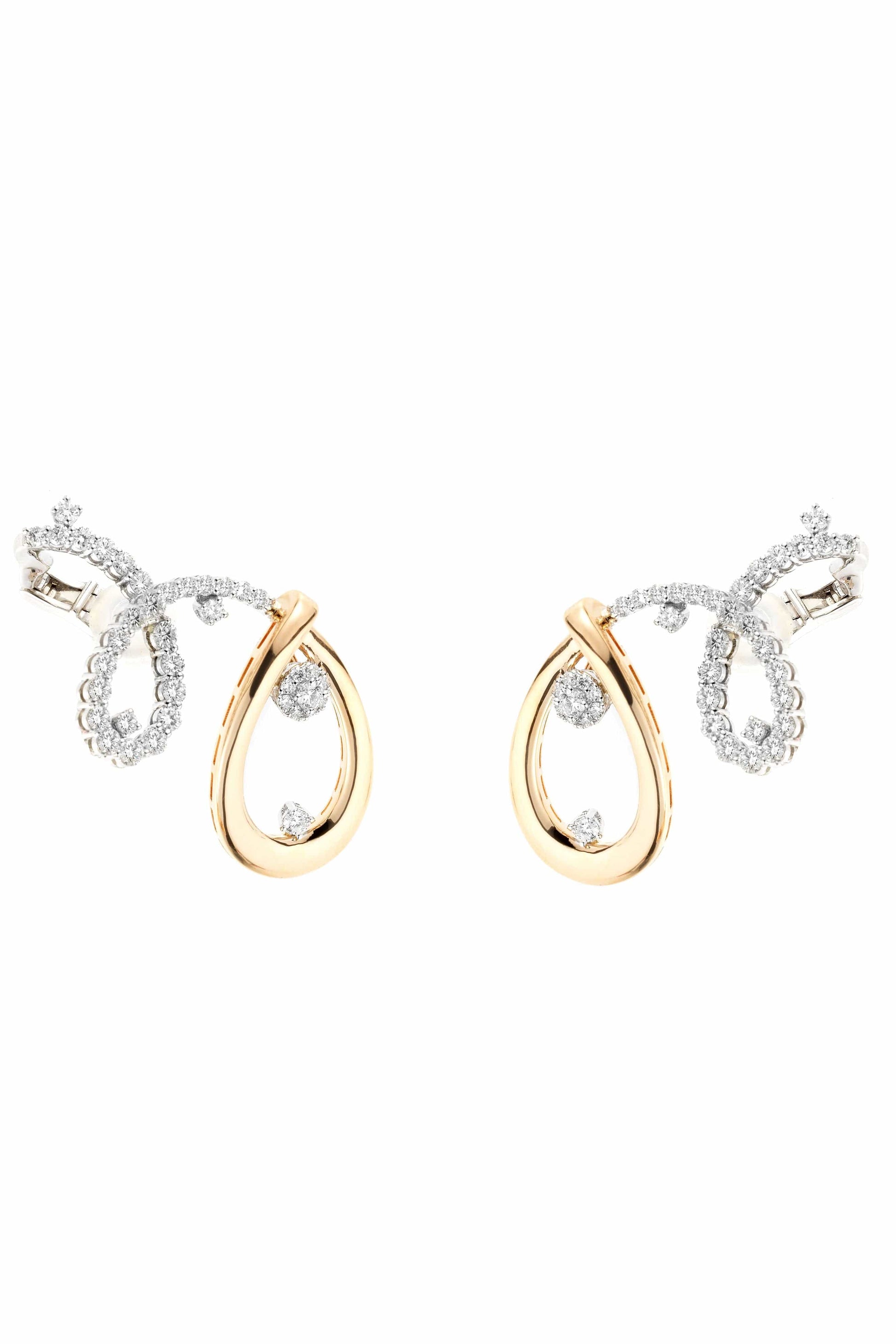 YEPREM JEWELLERY-Diamond Loop Earcrawlers-YELLOW GOLD