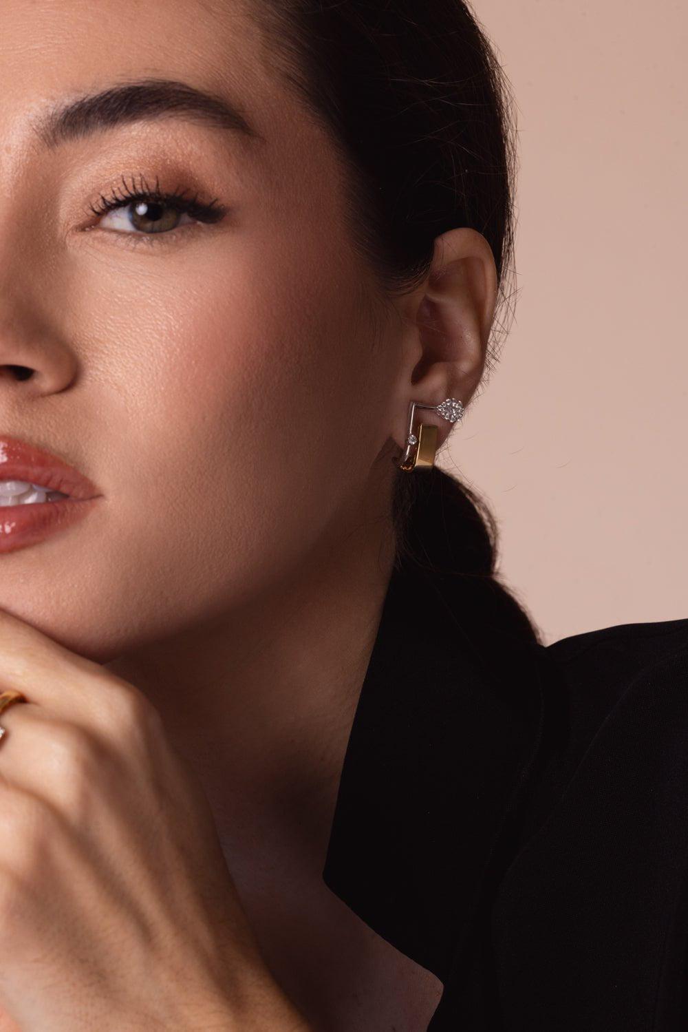 YEPREM JEWELLERY-Golden Strada Clip Earrings-YELLOW GOLD