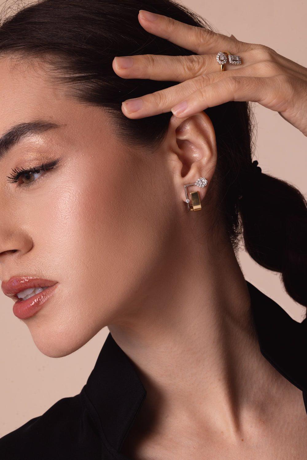 YEPREM JEWELLERY-Golden Strada Clip Earrings-YELLOW GOLD