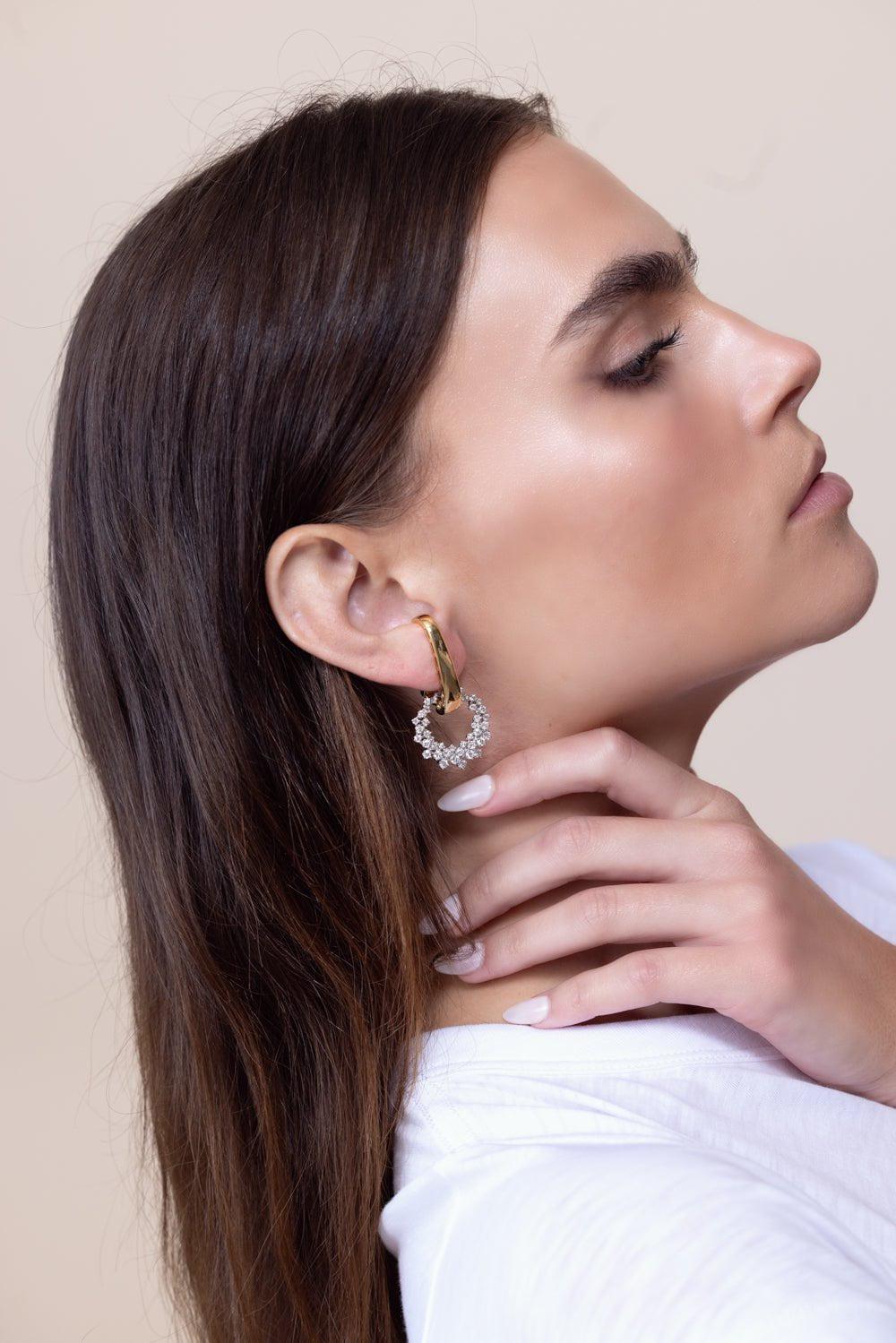 YEPREM JEWELLERY-Golden Strada Drop Earrings-YELLOW GOLD