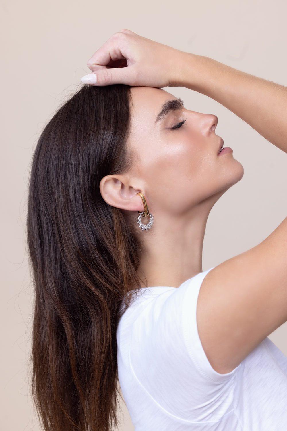 YEPREM JEWELLERY-Golden Strada Drop Earrings-YELLOW GOLD