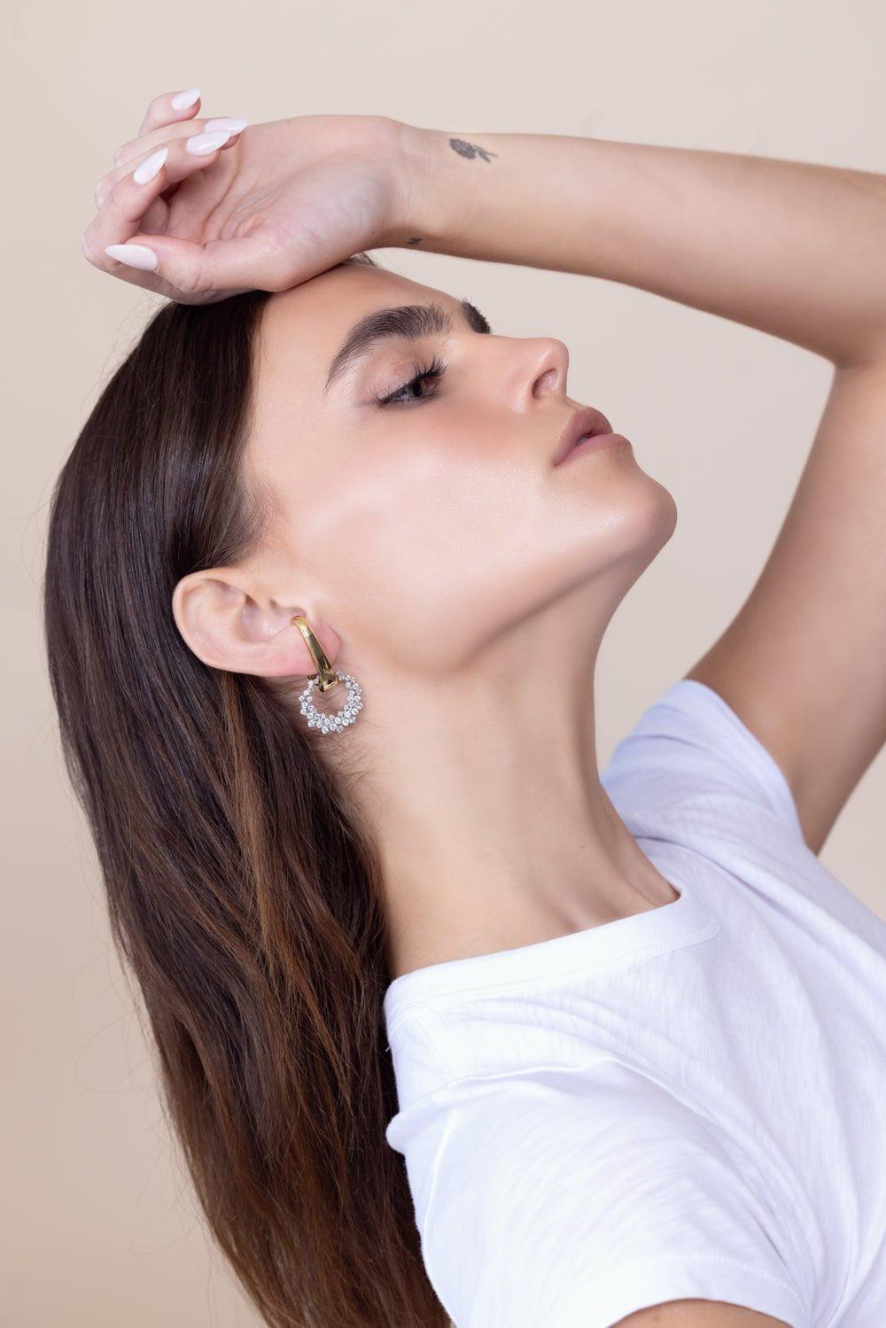 YEPREM JEWELLERY-Golden Strada Drop Earrings-YELLOW GOLD