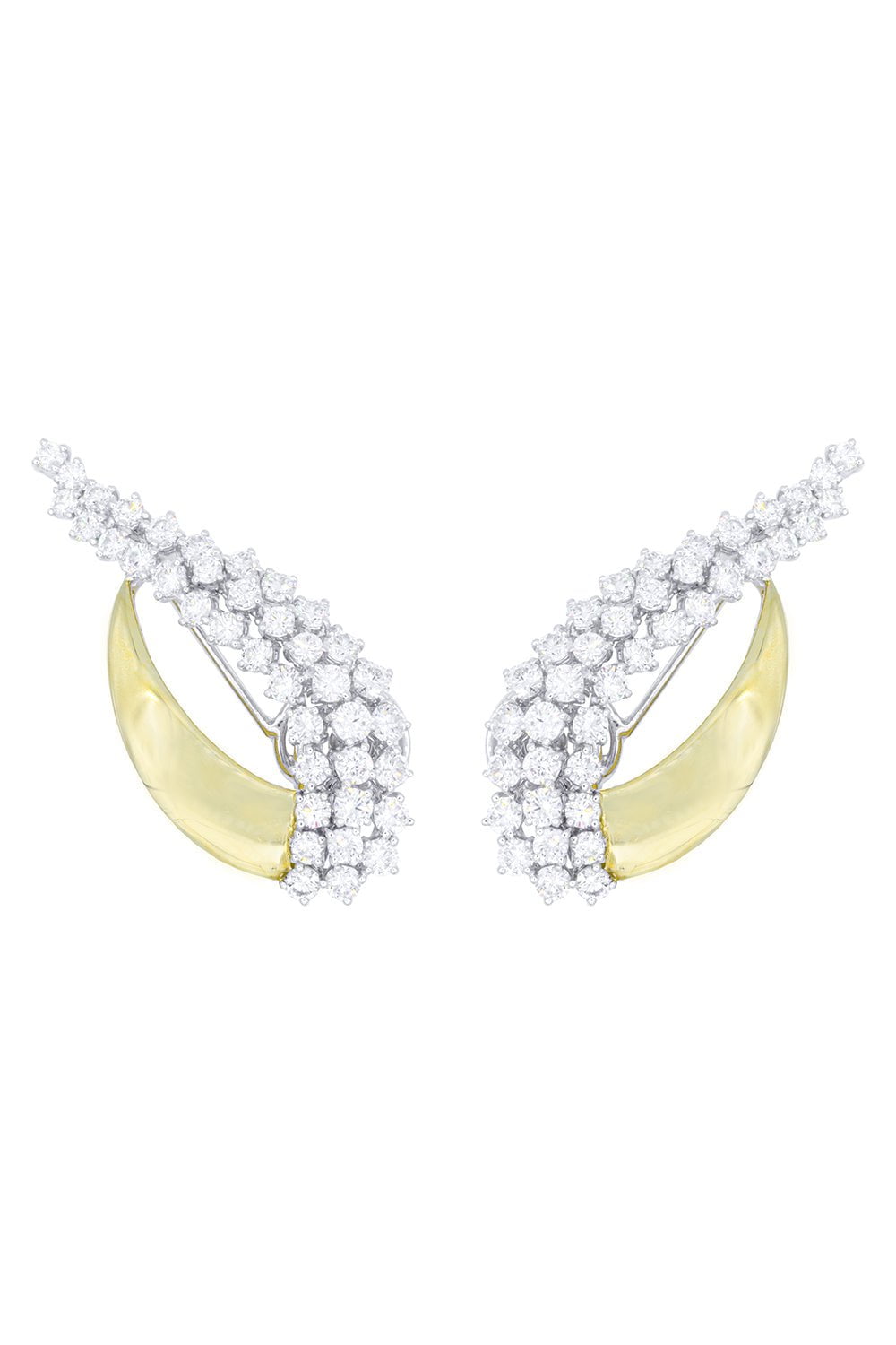 YEPREM JEWELLERY-Round Diamond Ear Climbers-YELLOW GOLD
