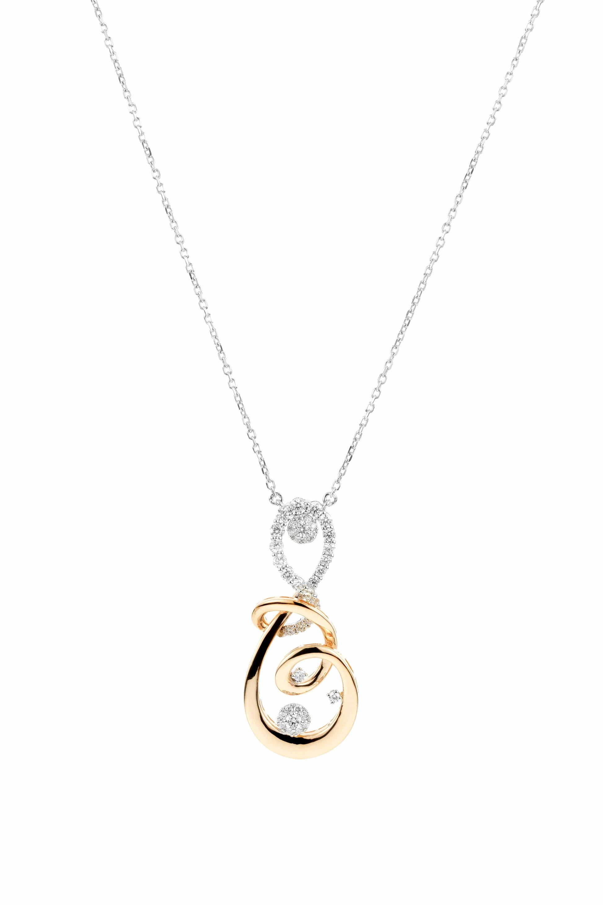 YEPREM JEWELLERY-Diamond Swirl Necklace-ROSE GOLD