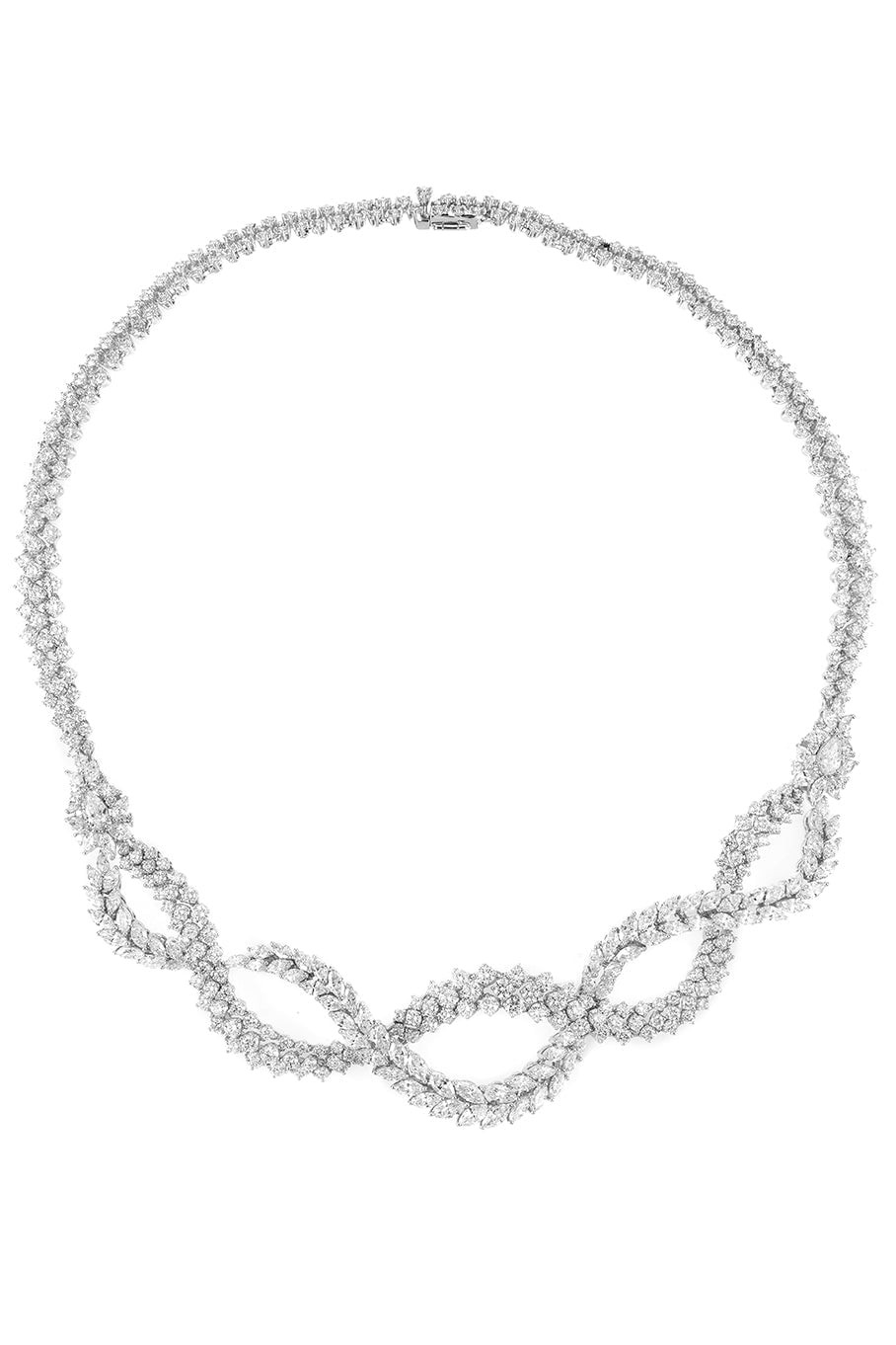 YEPREM JEWELLERY-Diamond Crossover Necklace-WHITE GOLD