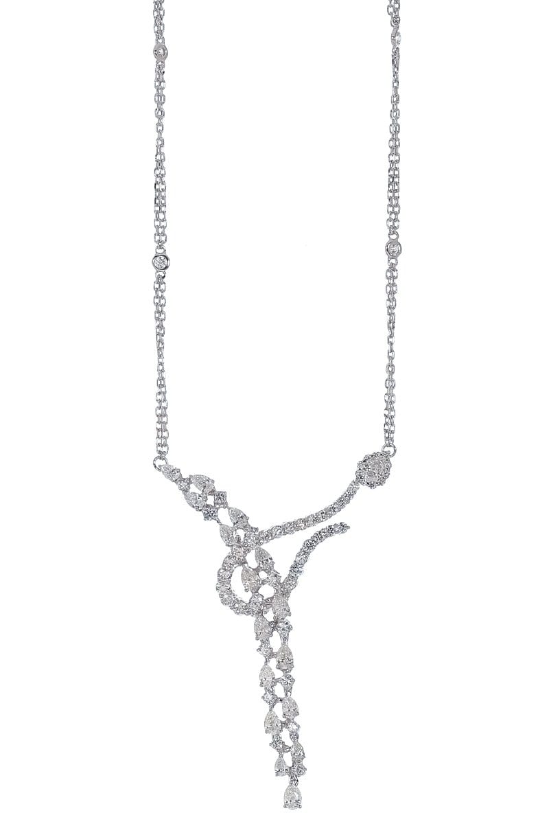 YEPREM JEWELLERY-Diamond Hook Necklace-WHITE GOLD