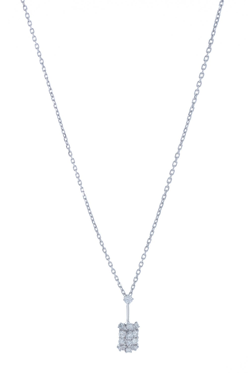 YEPREM JEWELLERY-Diamond Knot Drop Pendant Necklace-WHITE GOLD