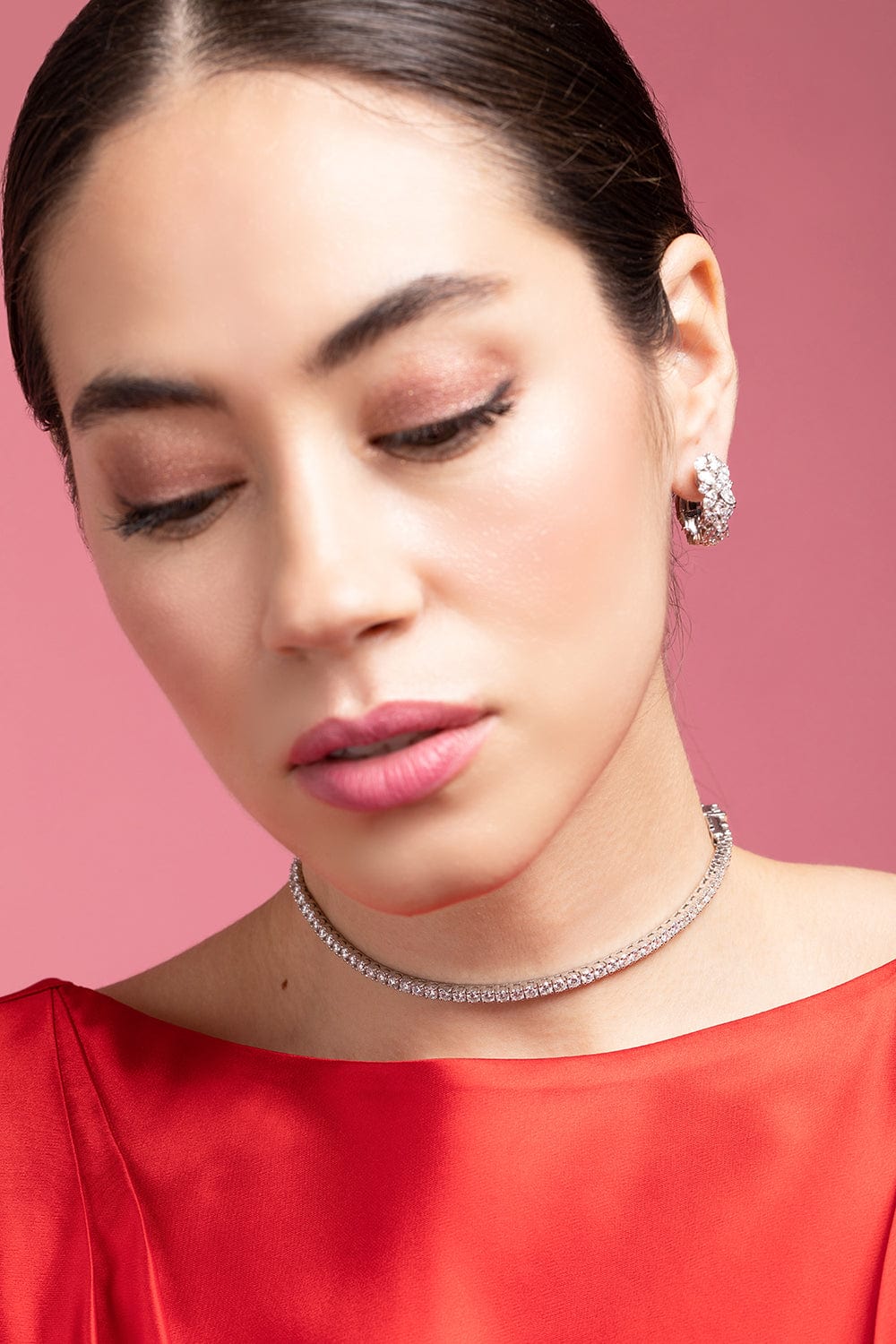 YEPREM JEWELLERY-Diamond Line Choker-WHITE GOLD