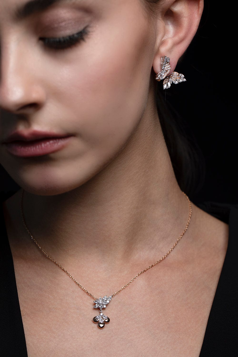 YEPREM JEWELLERY-Diamond Pear Drop Necklace-WHITE GOLD