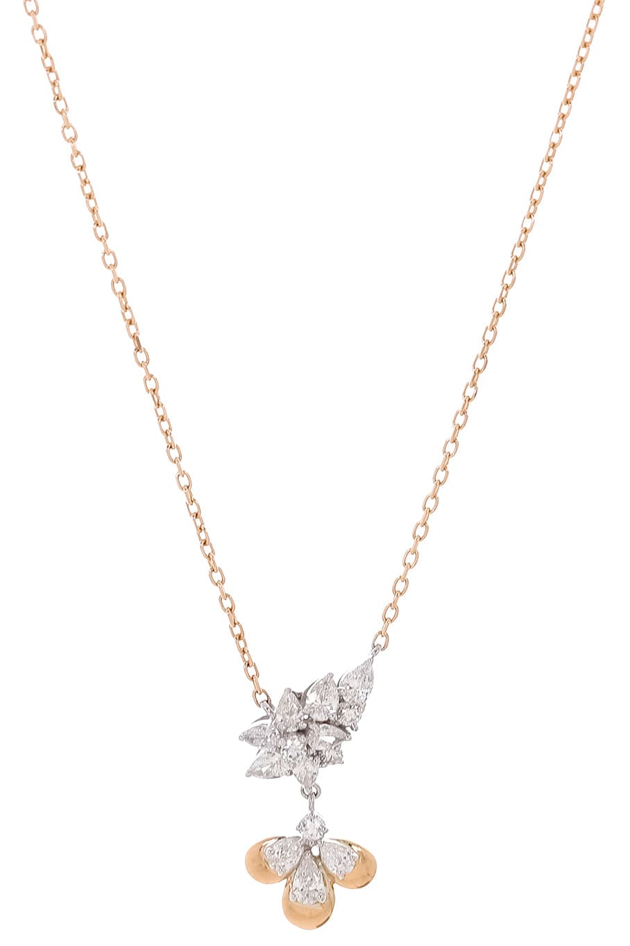 YEPREM JEWELLERY-Diamond Pear Drop Necklace-WHITE GOLD