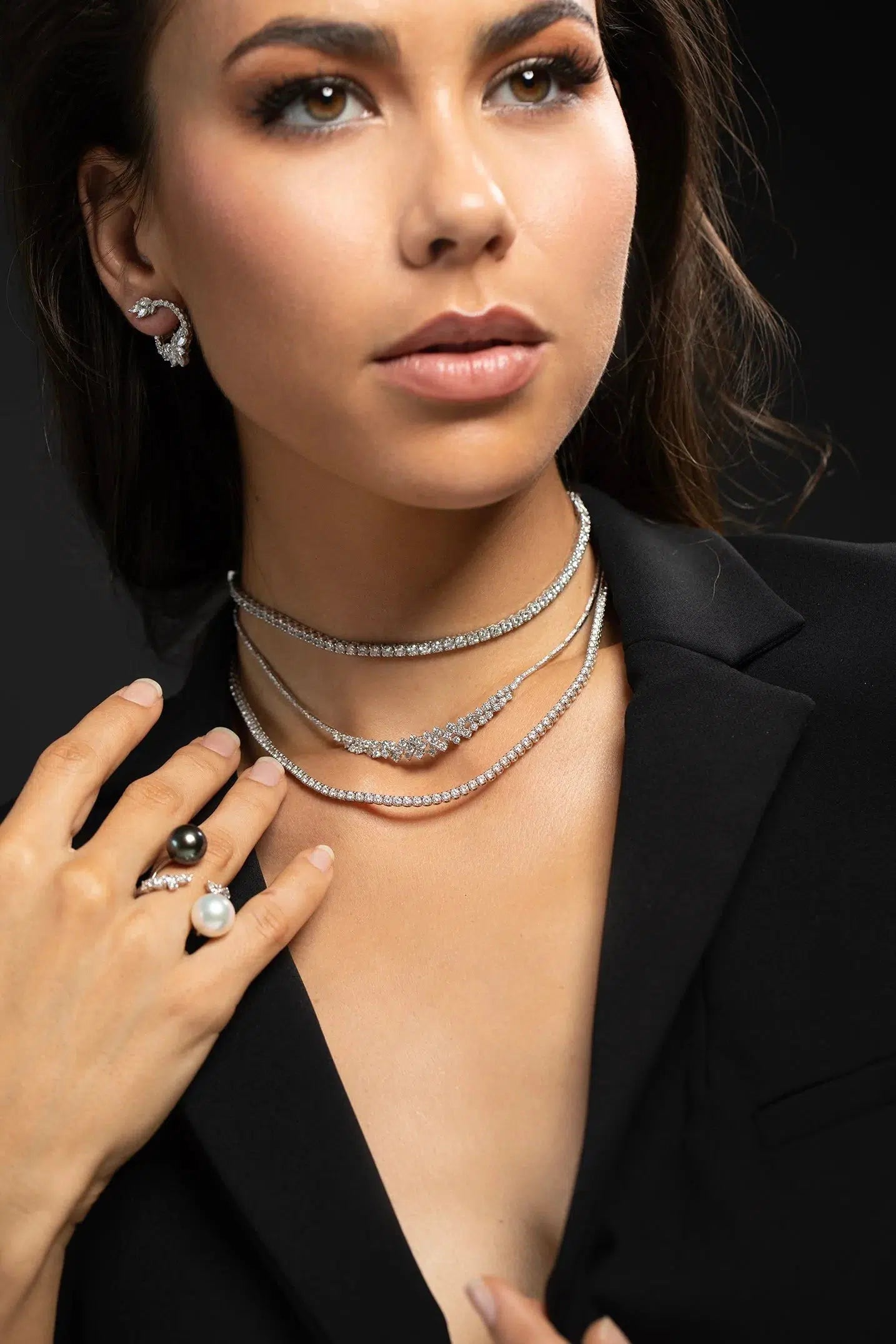 YEPREM JEWELLERY-Diamond Tennis Necklace-WHITE GOLD