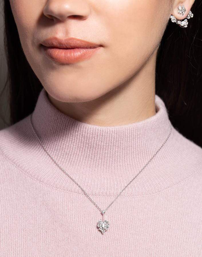 YEPREM JEWELLERY-Marquise Diamond Heart Pendant Necklace-WHITE GOLD