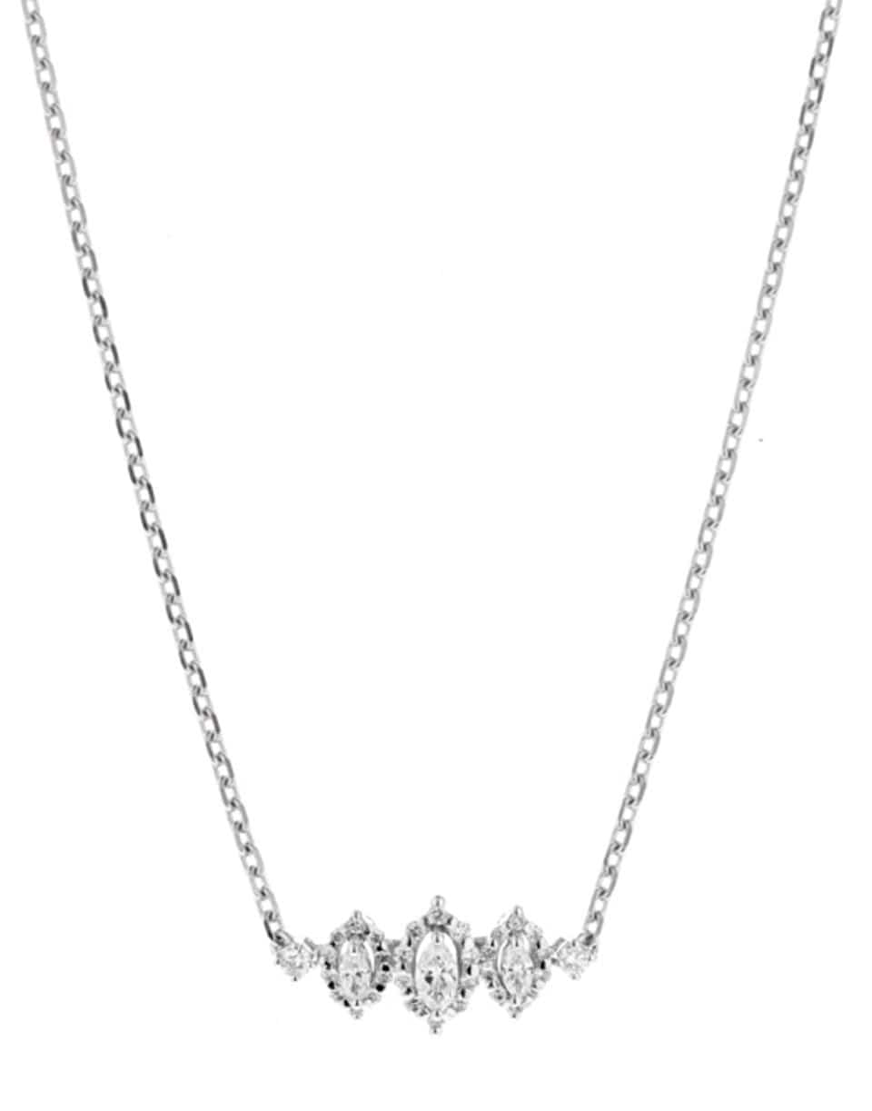 YEPREM JEWELLERY-Round and Marquise Diamond Choker Necklace-WHITE GOLD