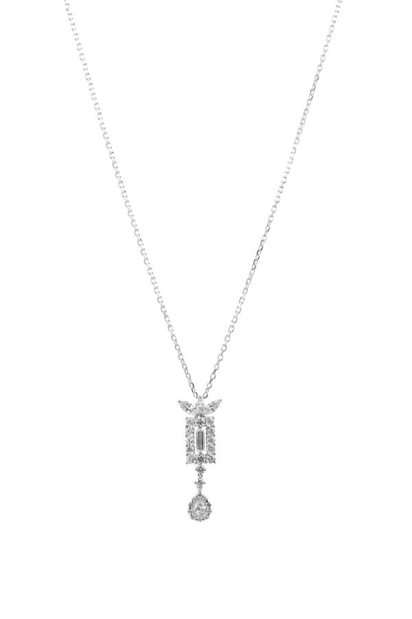YEPREM JEWELLERY-Y-Not Pendant Necklace-WHITE GOLD