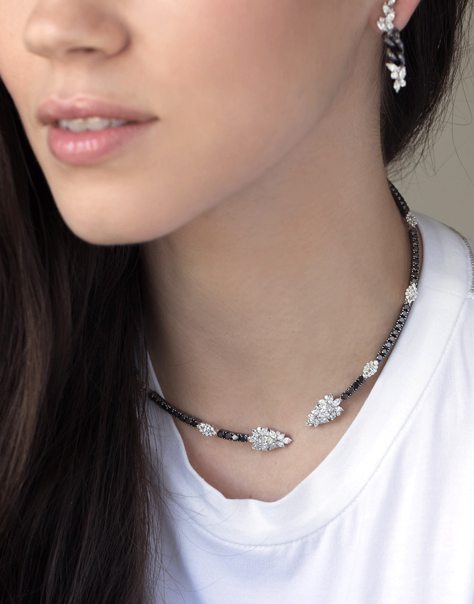 YEPREM JEWELLERY-Open Collar Diamond Necklace-WHTGLD