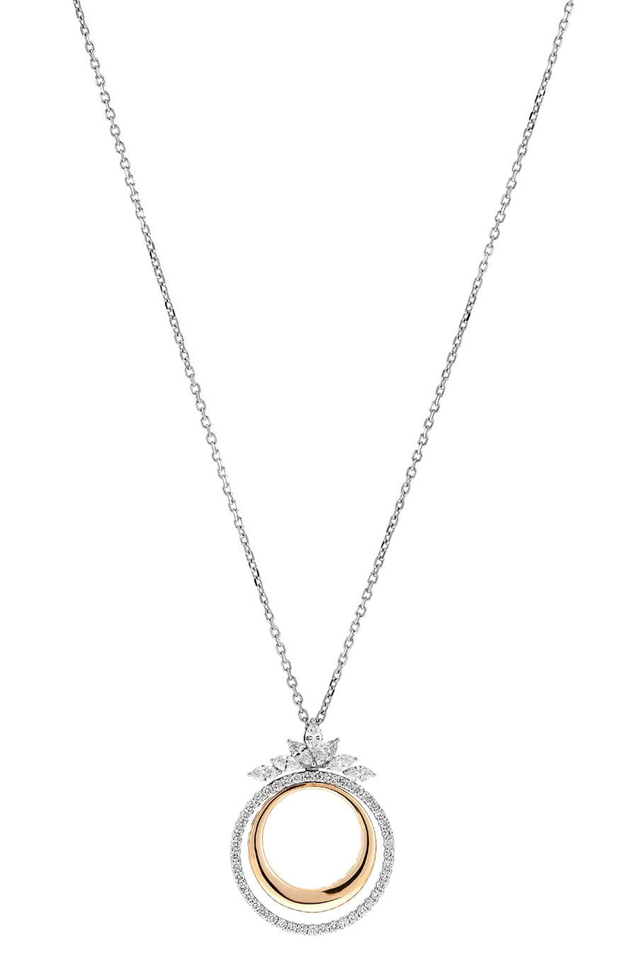 YEPREM JEWELLERY-Marquise Diamond Circle Necklace-YELLOW GOLD