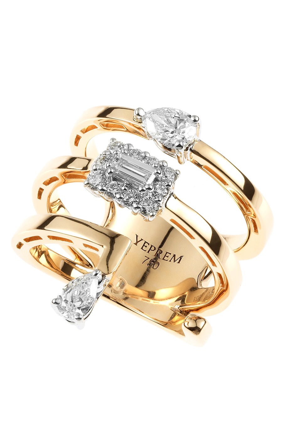 YEPREM JEWELLERY-Three Diamond Ring-ROSE GOLD