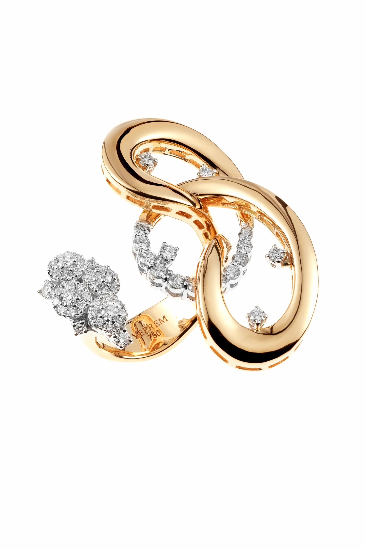 YEPREM JEWELLERY-Round Diamond Swirl Ring-ROSE GOLD