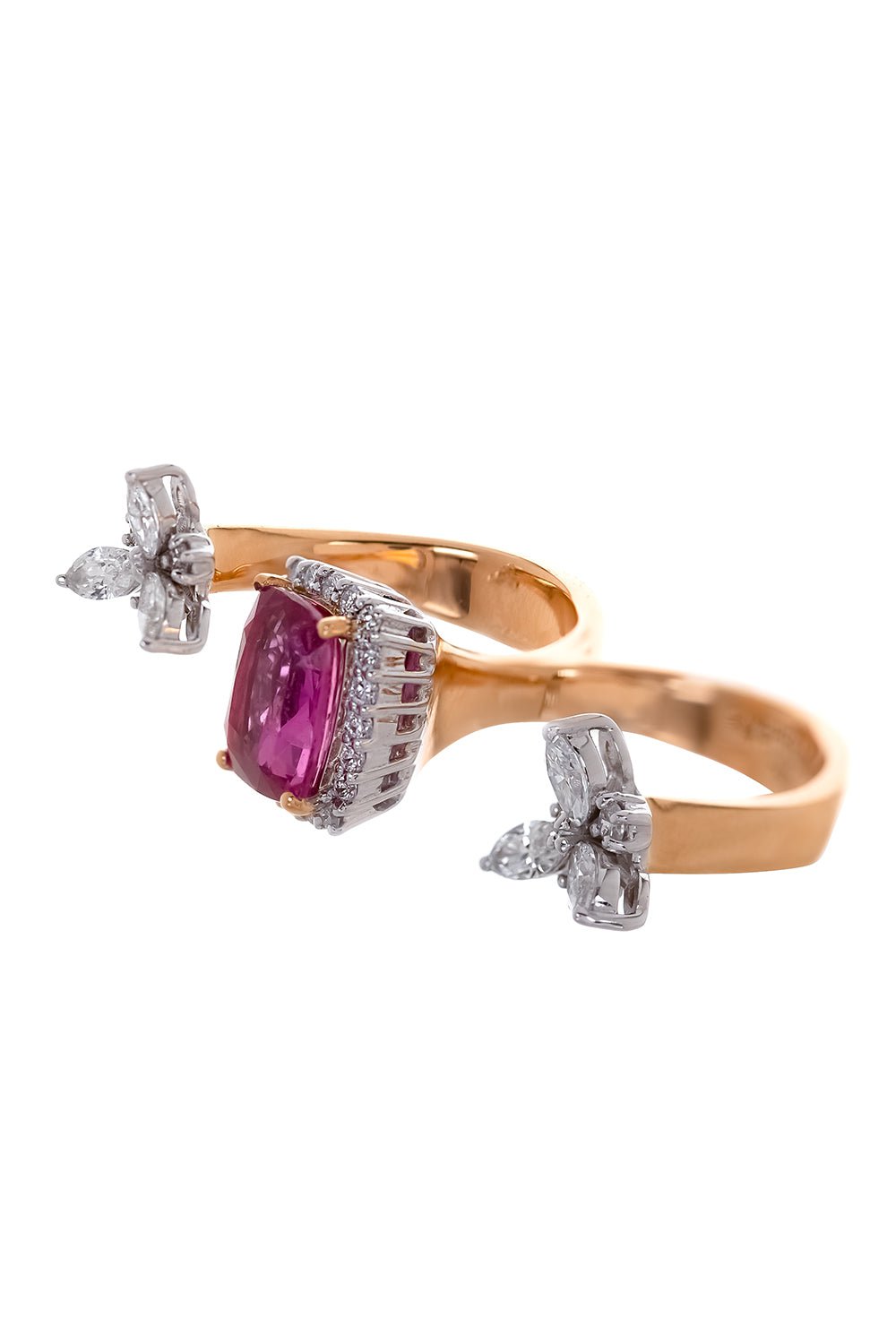 YEPREM JEWELLERY-Pink Sapphire Double Ring-ROSE GOLD