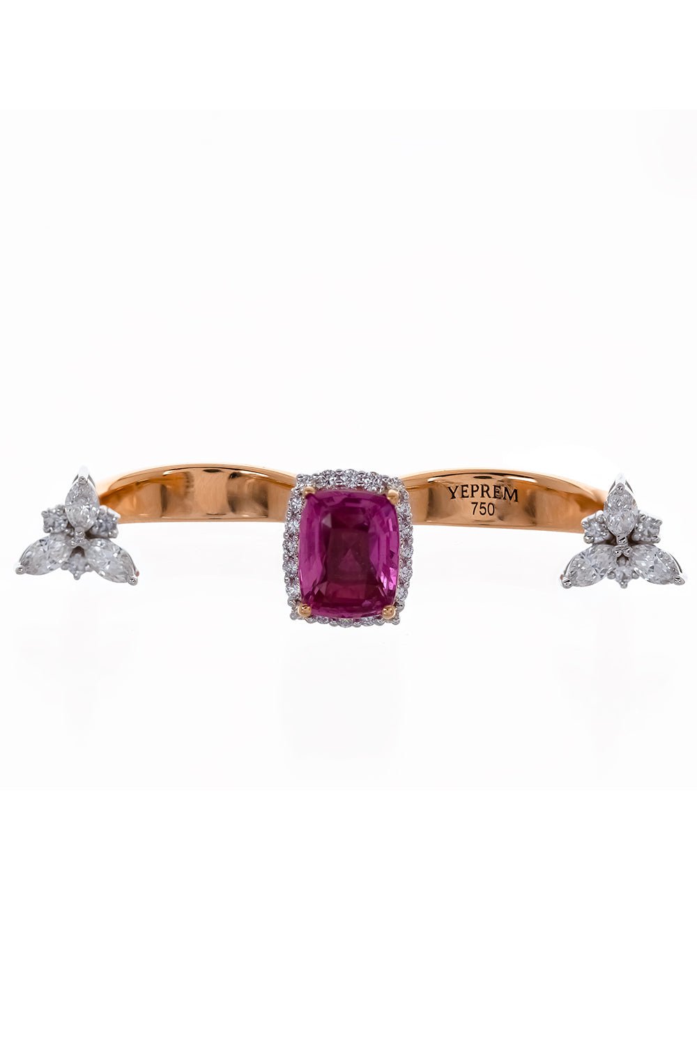 YEPREM JEWELLERY-Pink Sapphire Double Ring-ROSE GOLD