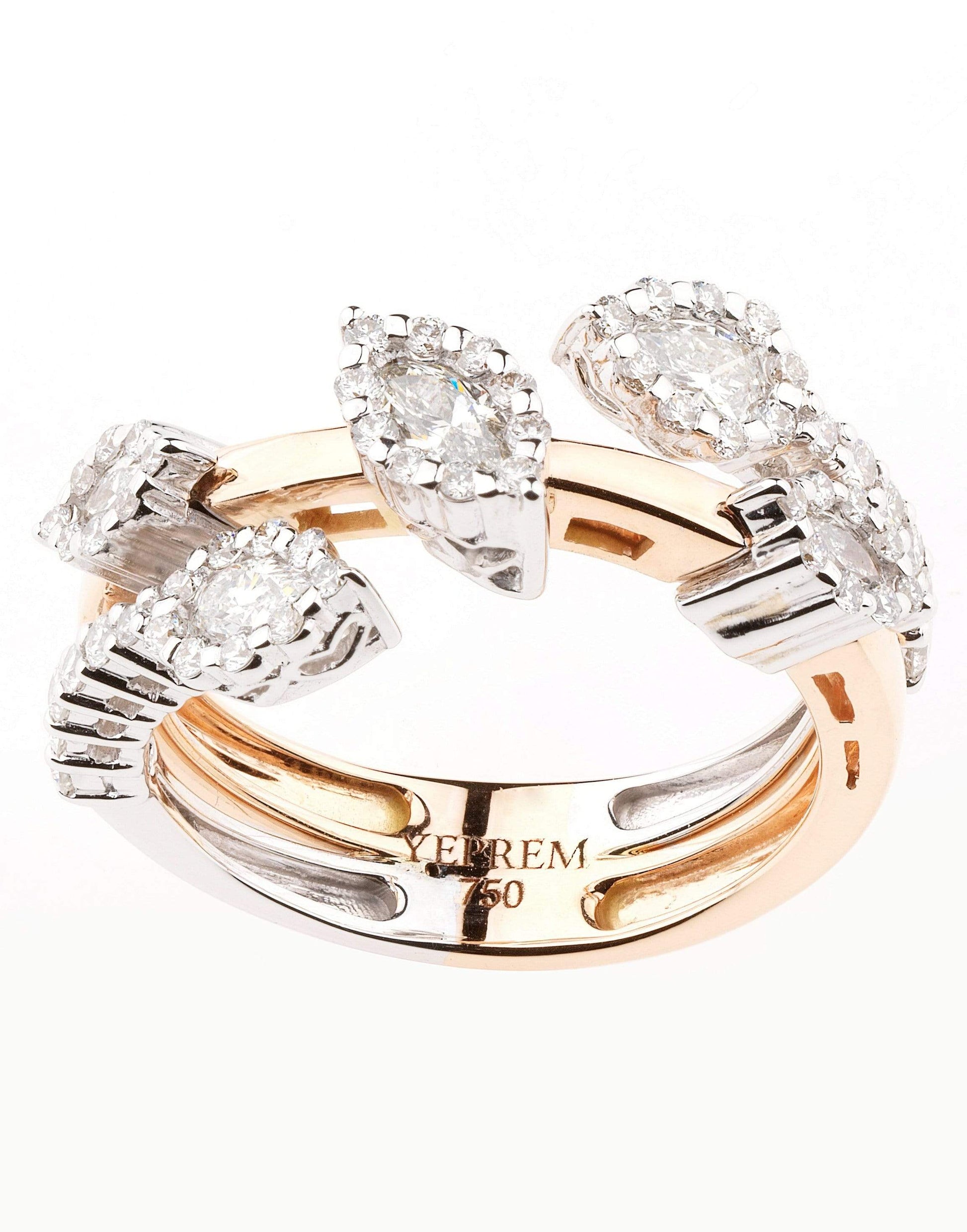 YEPREM JEWELLERY-Pear, Round, and Marquise Diamond Ring-ROSE GOLD