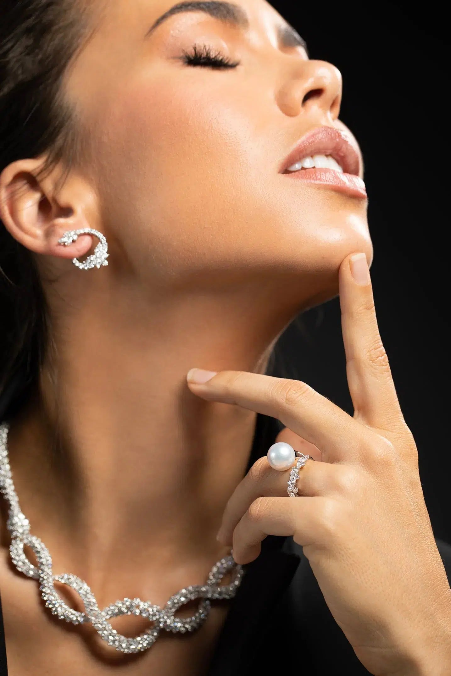 YEPREM JEWELLERY-Diamond Pearl Ring-WHITE GOLD