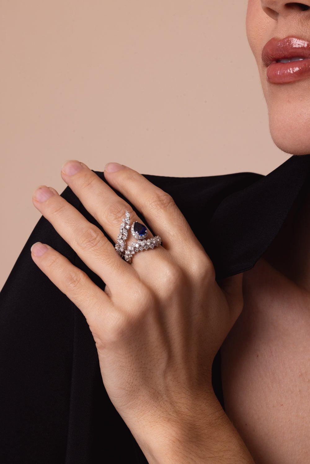 YEPREM JEWELLERY-Reign Supreme Stackable Ring-WHITE GOLD