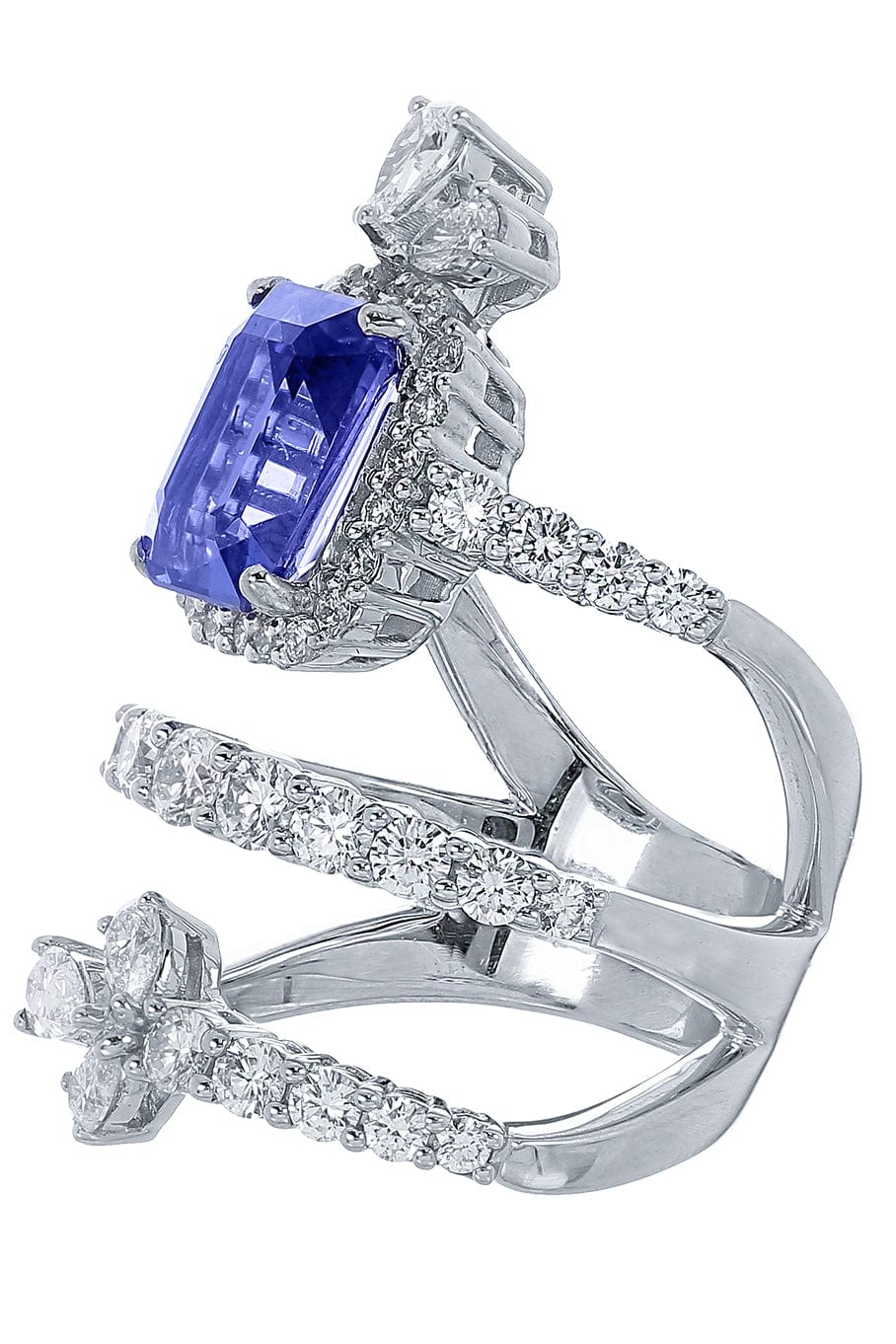 YEPREM JEWELLERY-Tanzanite and Diamond Stack Ring-WHITE GOLD