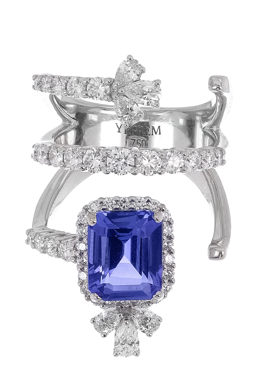 YEPREM JEWELLERY-Tanzanite and Diamond Stack Ring-WHITE GOLD