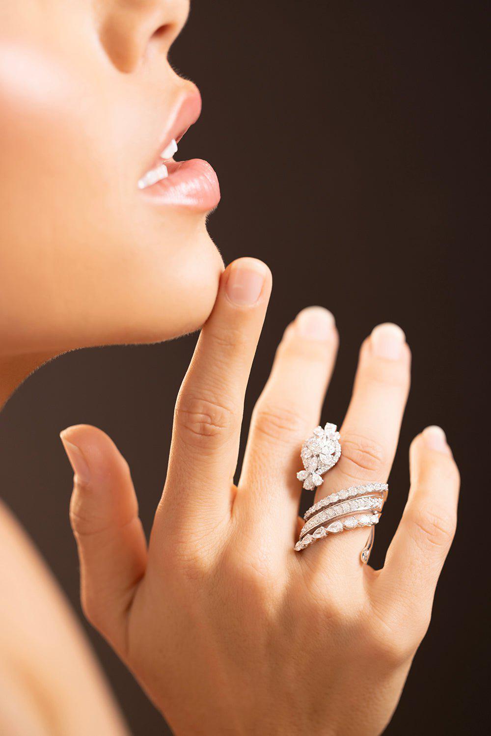 YEPREM JEWELLERY-Diamond Wrap Ring-WHITE GOLD