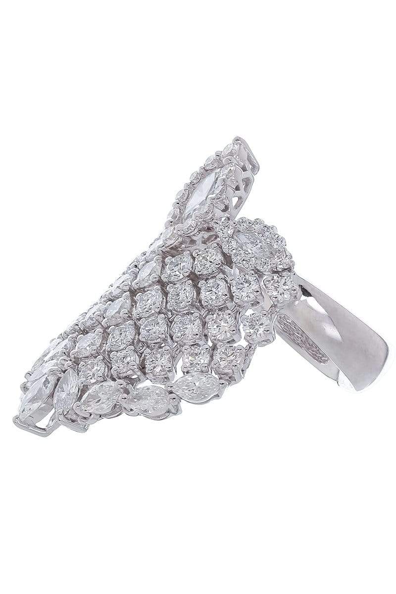 YEPREM JEWELLERY-Marquise and Round Diamond Wide Band Ring-WHITE GOLD