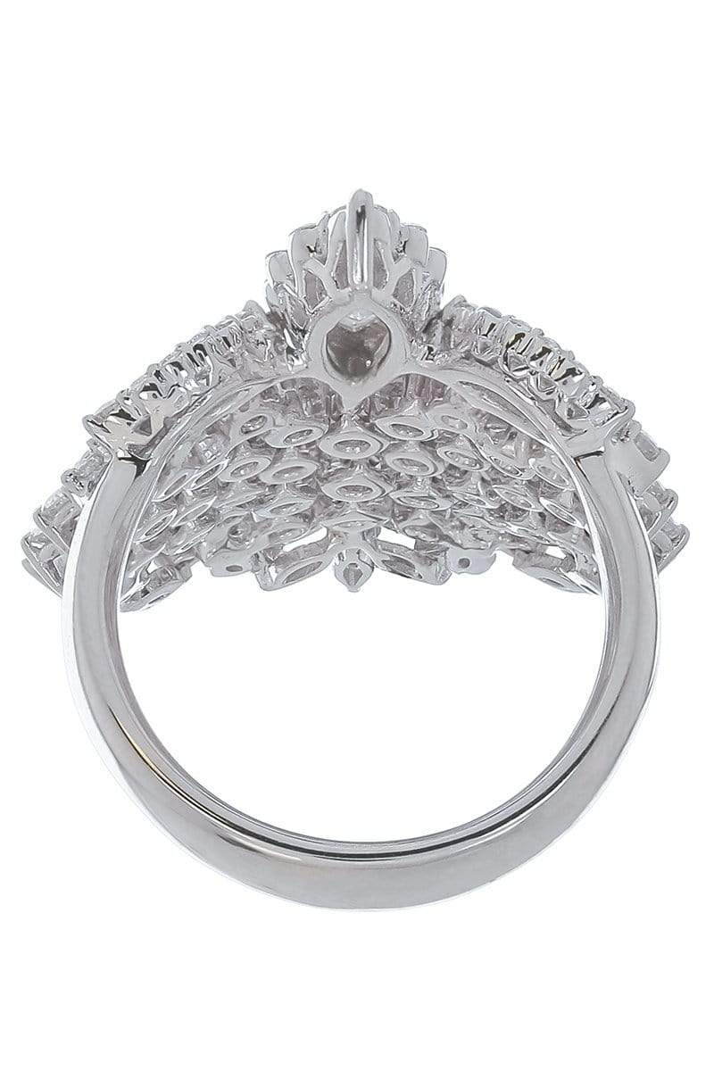 YEPREM JEWELLERY-Marquise and Round Diamond Wide Band Ring-WHITE GOLD