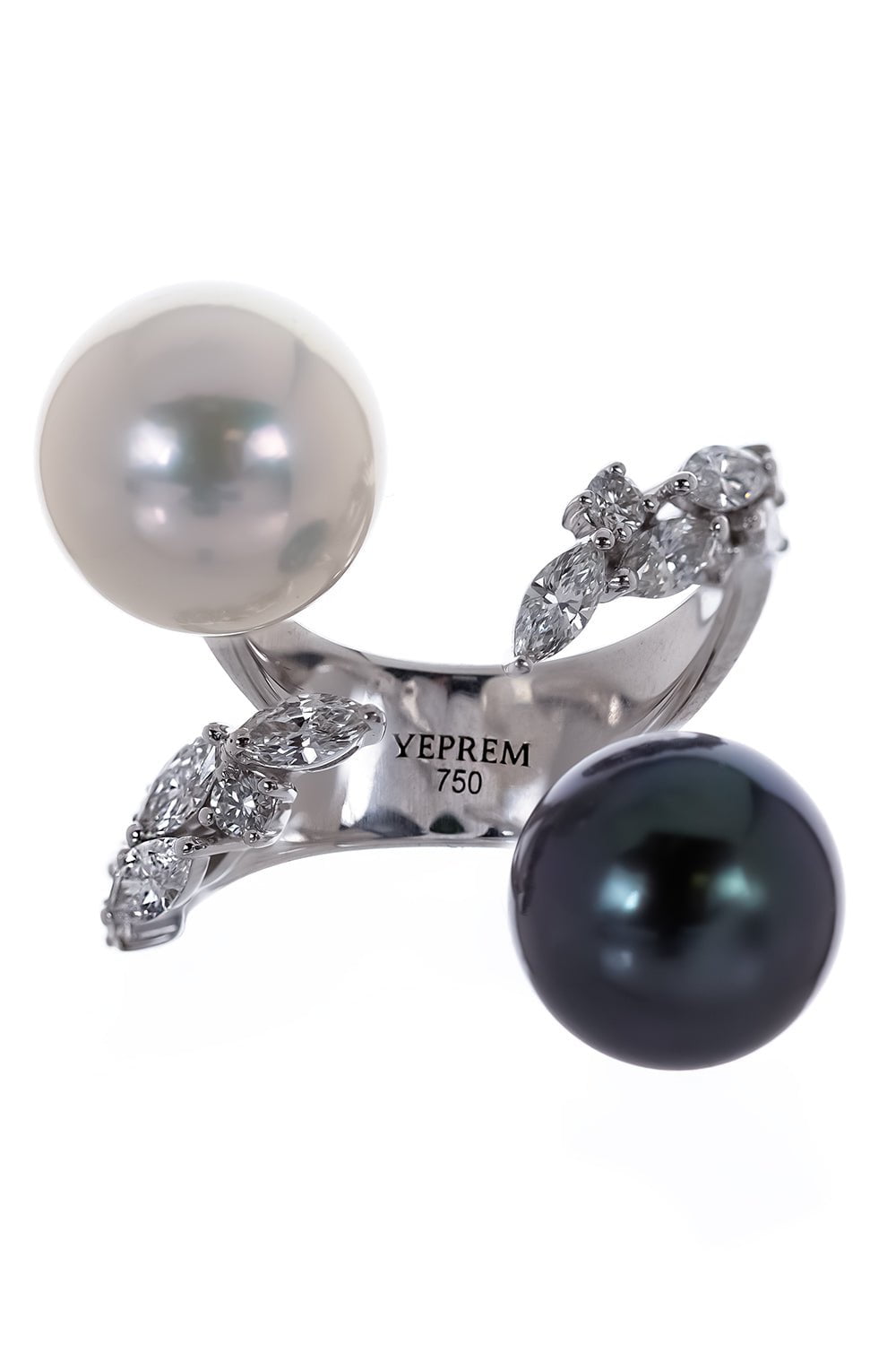 YEPREM JEWELLERY-Pearl Diamond Ring-WHITE GOLD