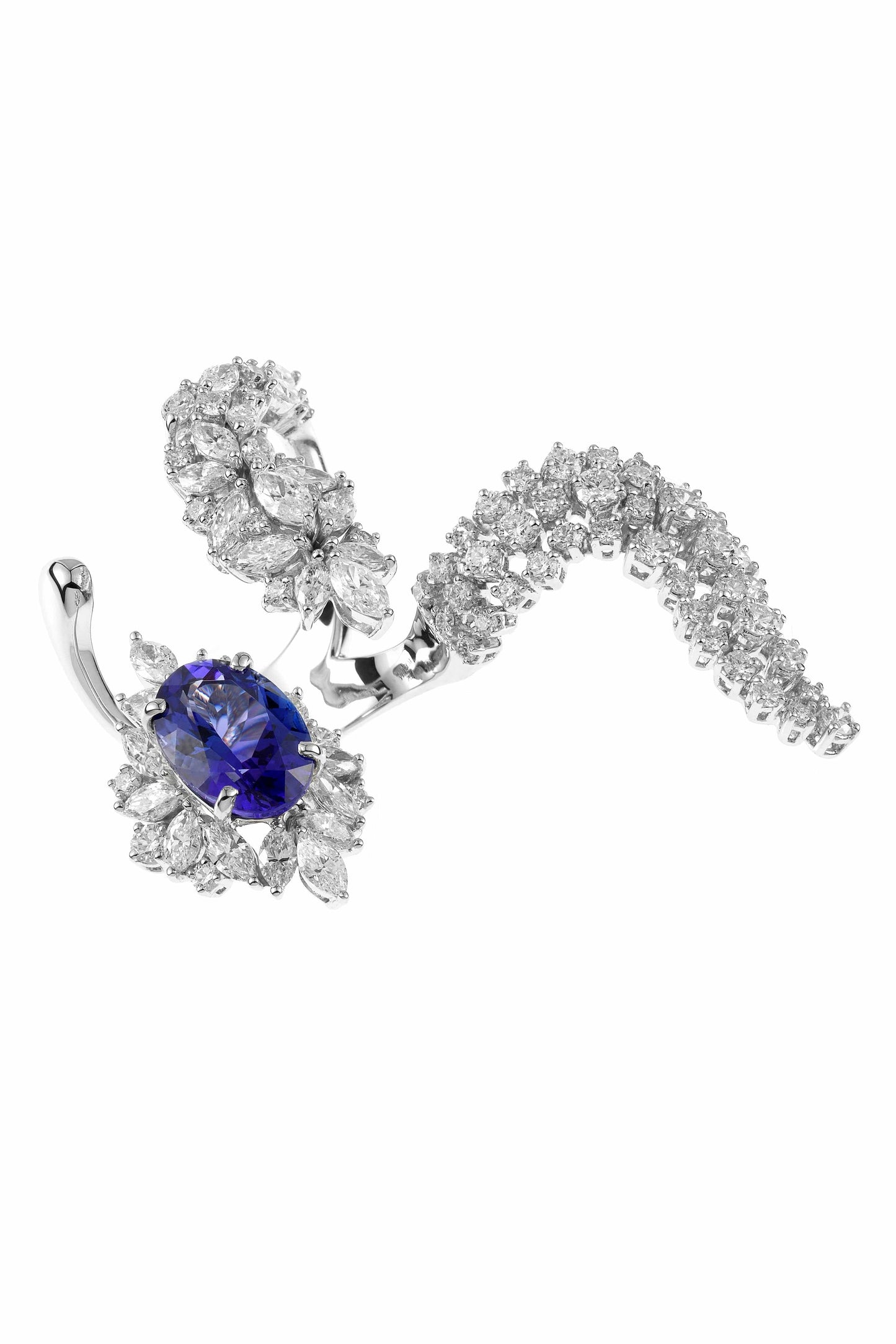 YEPREM JEWELLERY-Tanzanite and Marquise Diamond Ring-WHITE GOLD