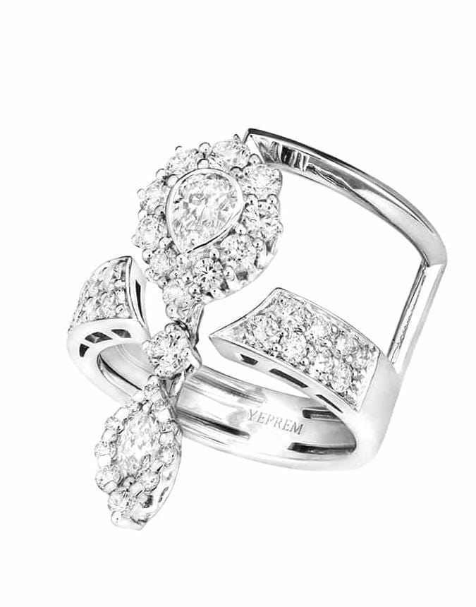 YEPREM JEWELLERY-Diamond Drop Ring-WHITE GOLD