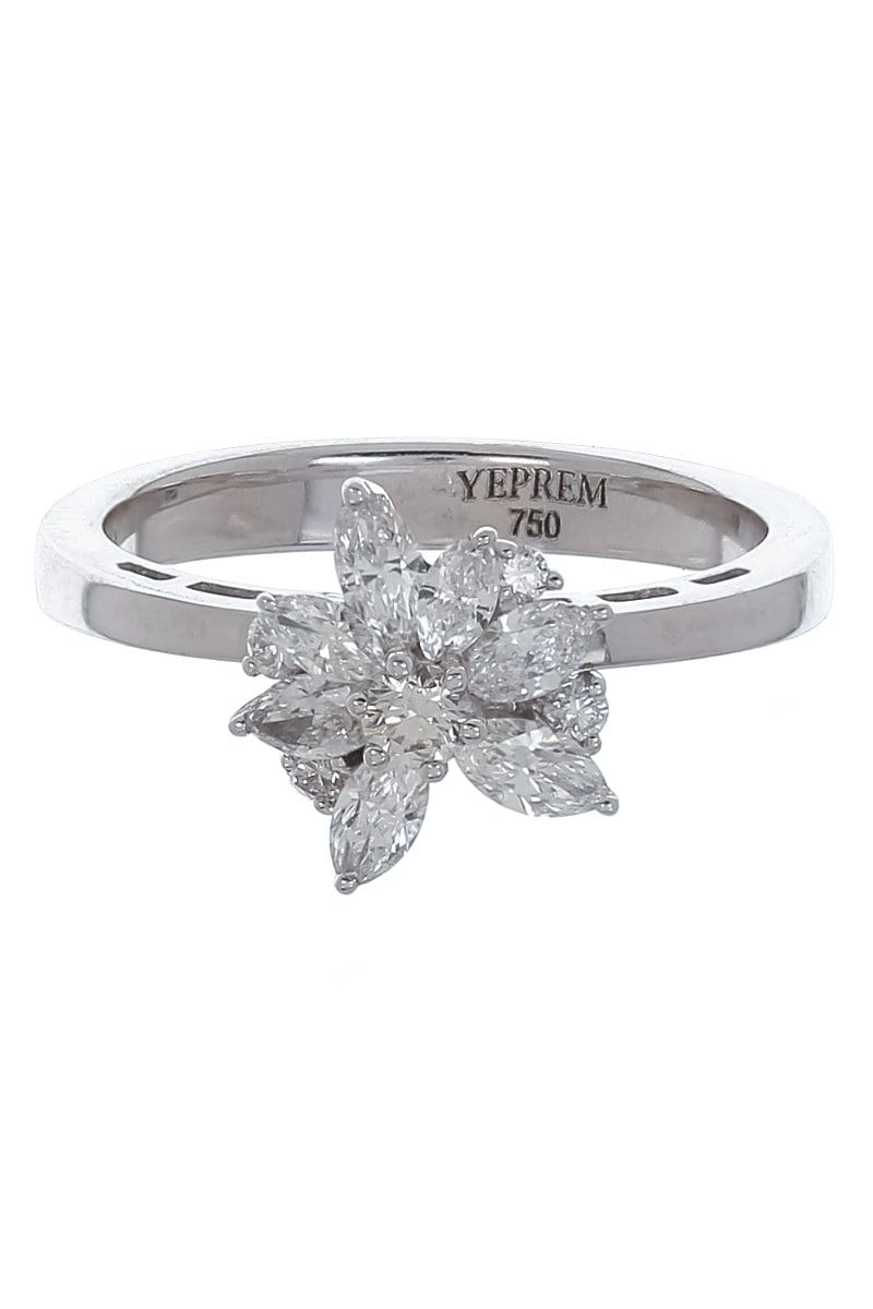 YEPREM JEWELLERY-Diamond Flower Ring-WHITE GOLD