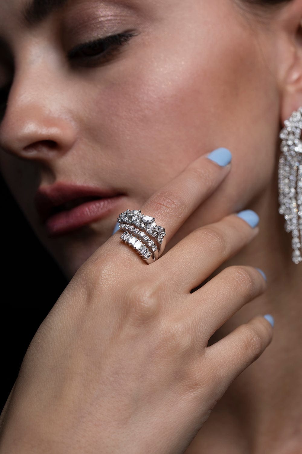 YEPREM JEWELLERY-Diamond Step Ring-WHITE GOLD
