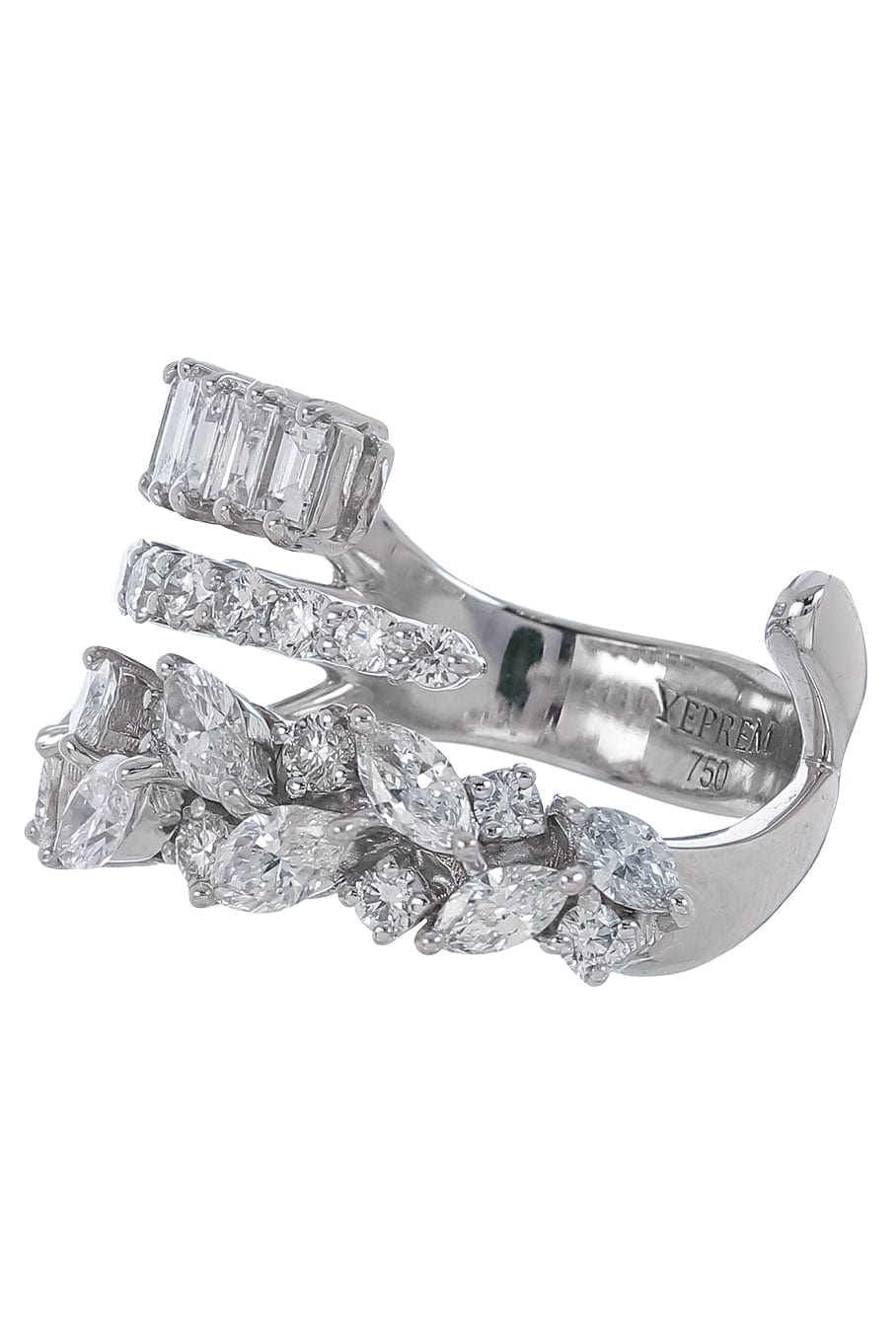 YEPREM JEWELLERY-Diamond Step Ring-WHITE GOLD