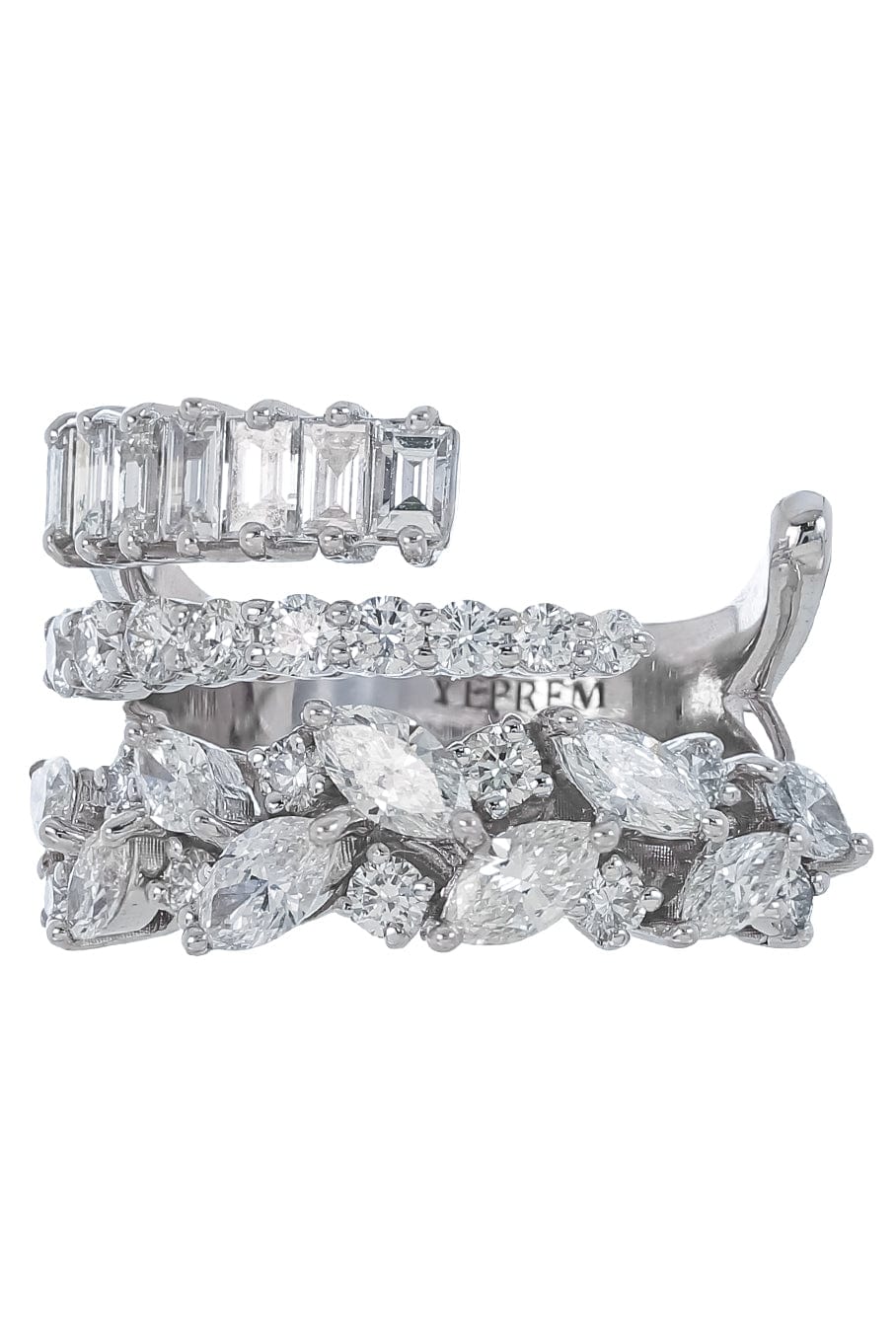 YEPREM JEWELLERY-Diamond Step Ring-WHITE GOLD